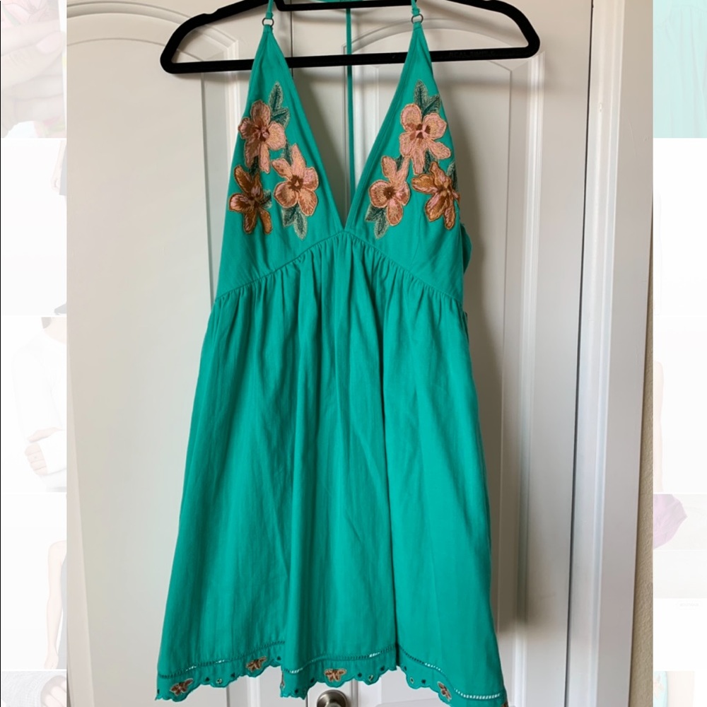FREE PEOPLE "love flowers halter minidress"
